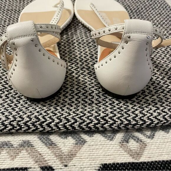 Jimmy Choo Afia Studded Ankle Strap White Leather Flat Sandal Sz-41/11 - Picture 8 of 11